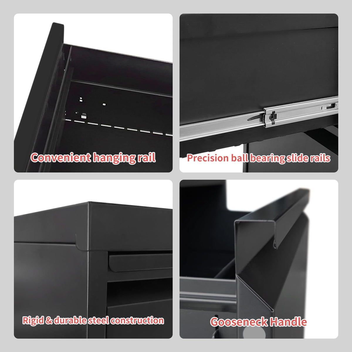 4 Drawer Black Metal File Cabinet with Lock F683