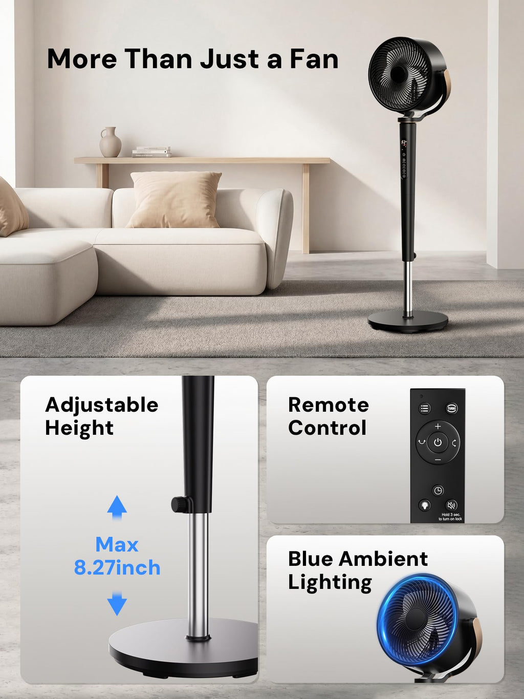 Smart 3D Oscillating Pedestal Fan with Remote X608