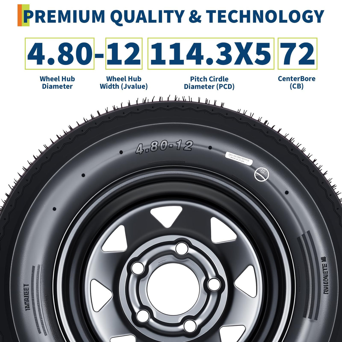 2-Pack 4.80-12 Trailer Tires with 12" Rims X768
