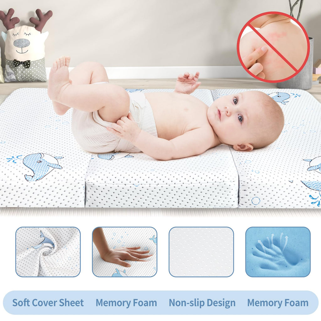Pack and Play Mattress, 38"x26" Trifold Memory Foam Y827