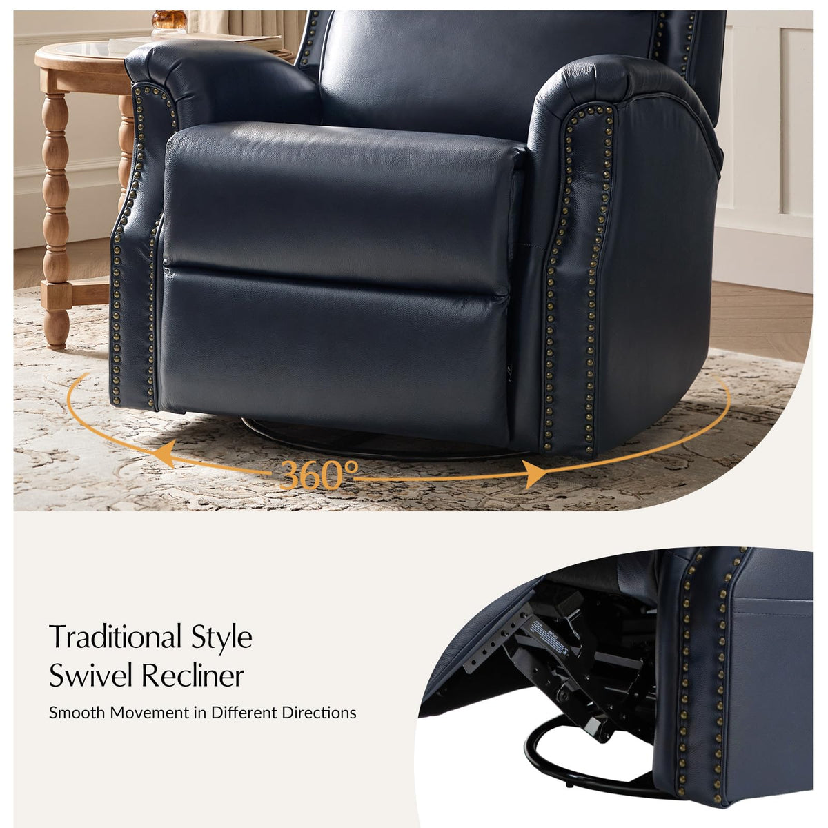Navy Swivel Rocking Recliner F691052