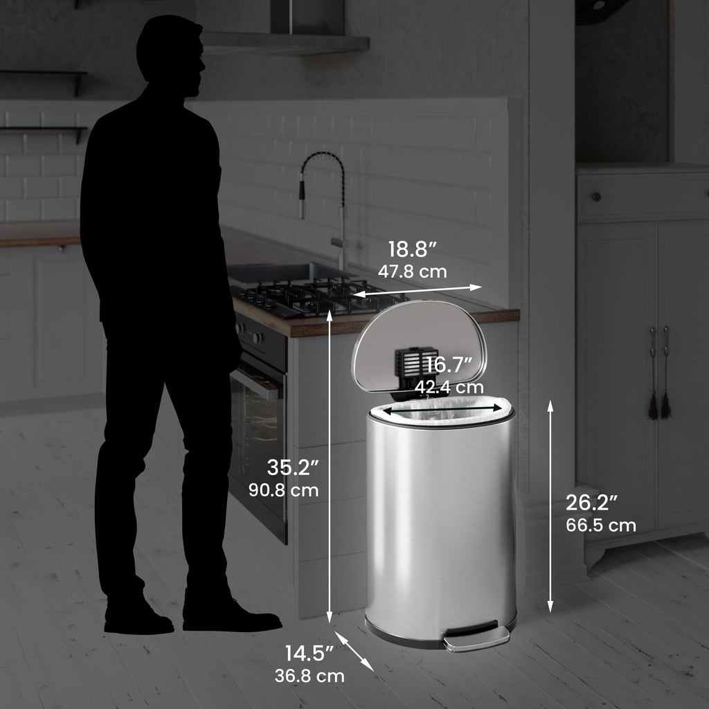 13.2 Gallon Stainless Steel Step Trash Can Y3412
