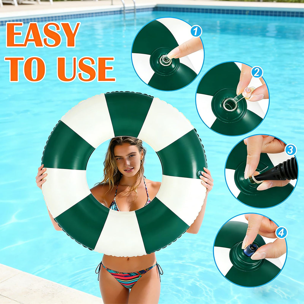 4Pcs Inflatable Pool Float 31 Inch Striped Swim Rings J278576
