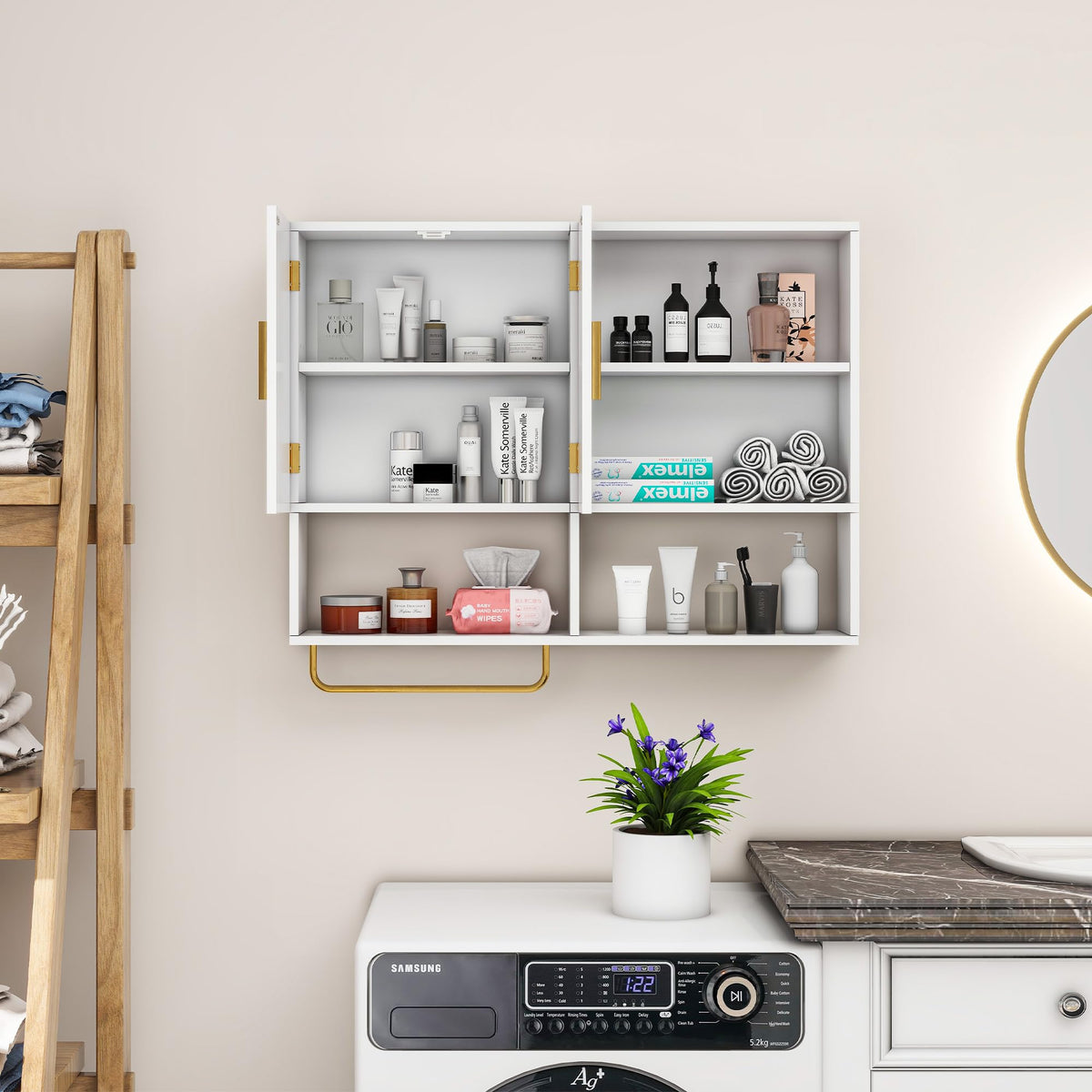 Wood Wall Mounted Bathroom Cabinet Y16321