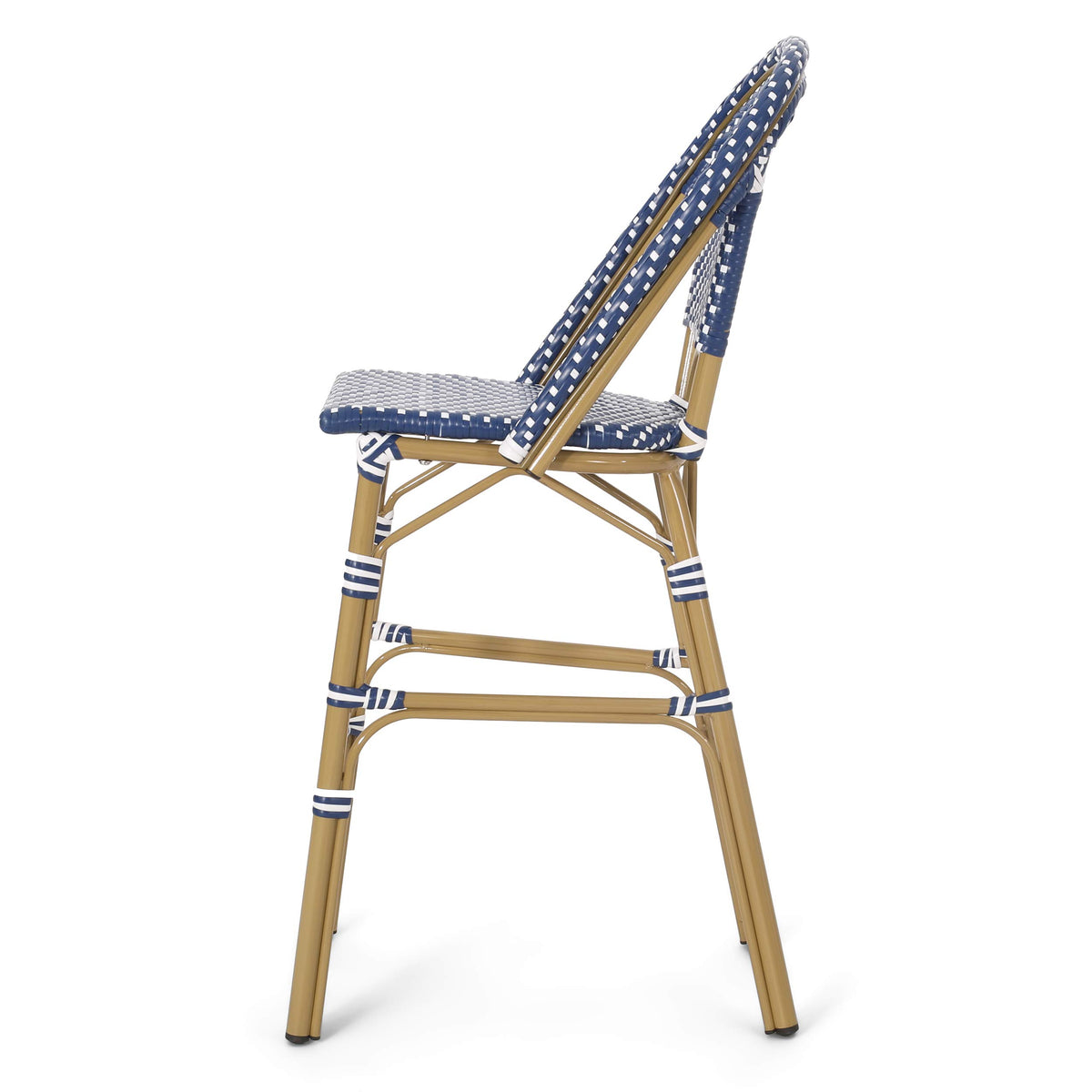 Teal Blue Wicker Rattan Bar Stools Set of 2 Aluminum Frame K82071