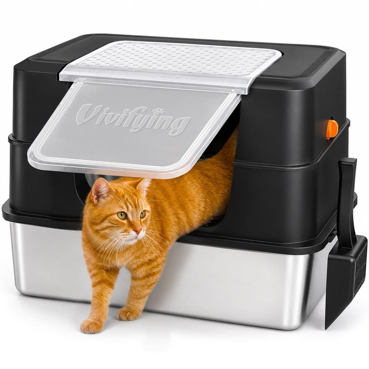 XL Stainless Steel Cat Litter Box with Lid S62609