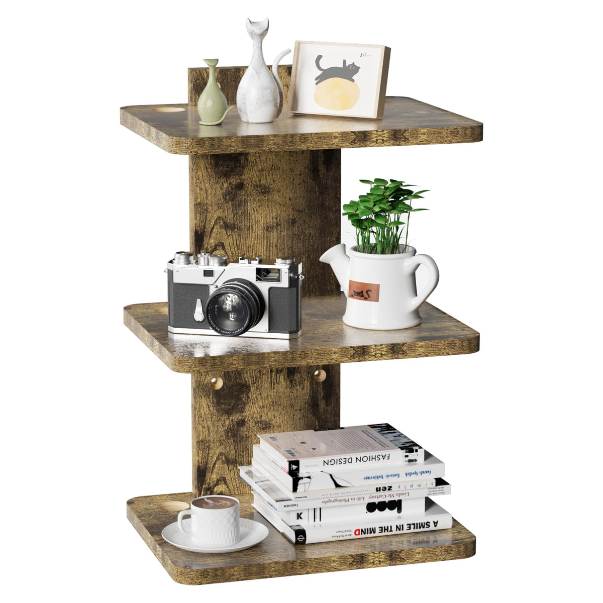 3 Tier Wall Mount Floating Shelf Vintage Brown K5034
