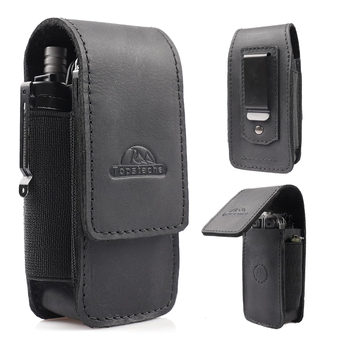Leather Multitool Sheath with Belt Clip and Magnetic Closure E5345