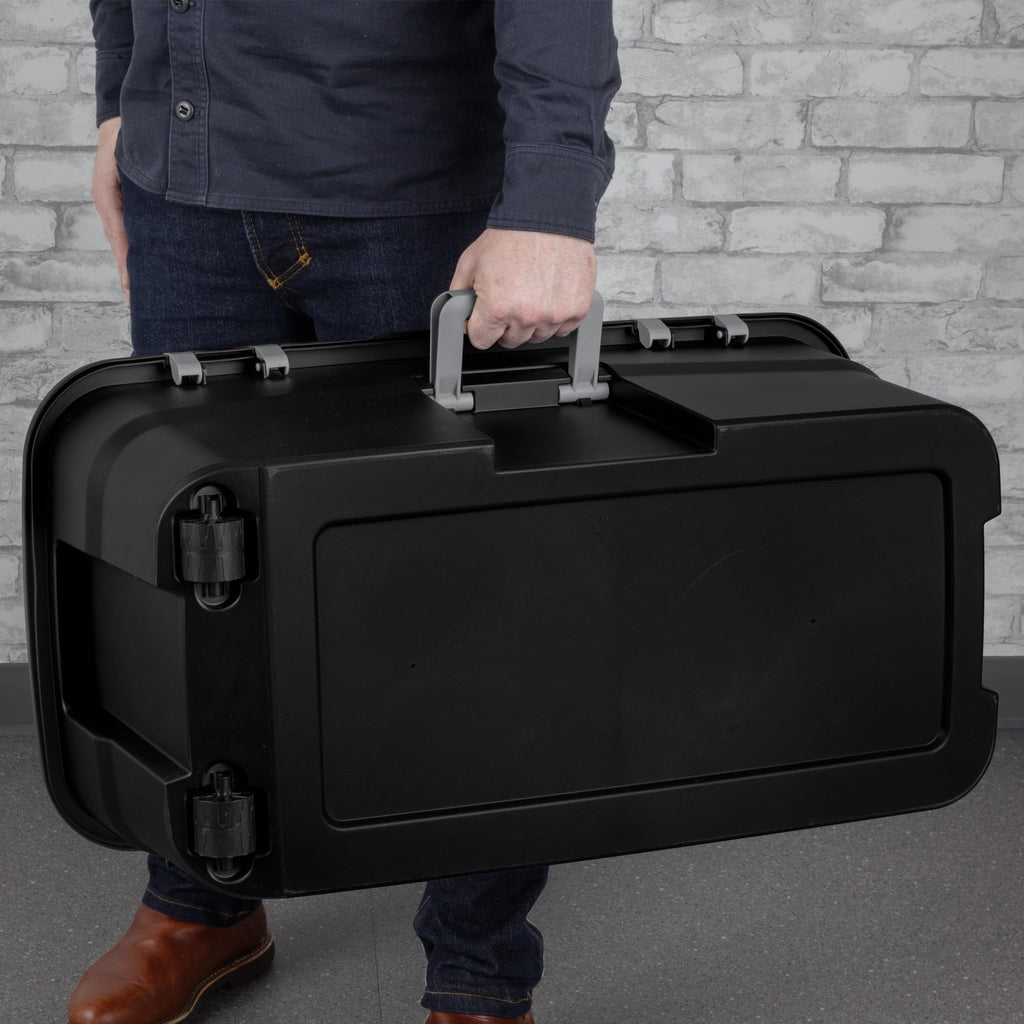 22 Gal Black Plastic Wheeled Footlocker Y46933