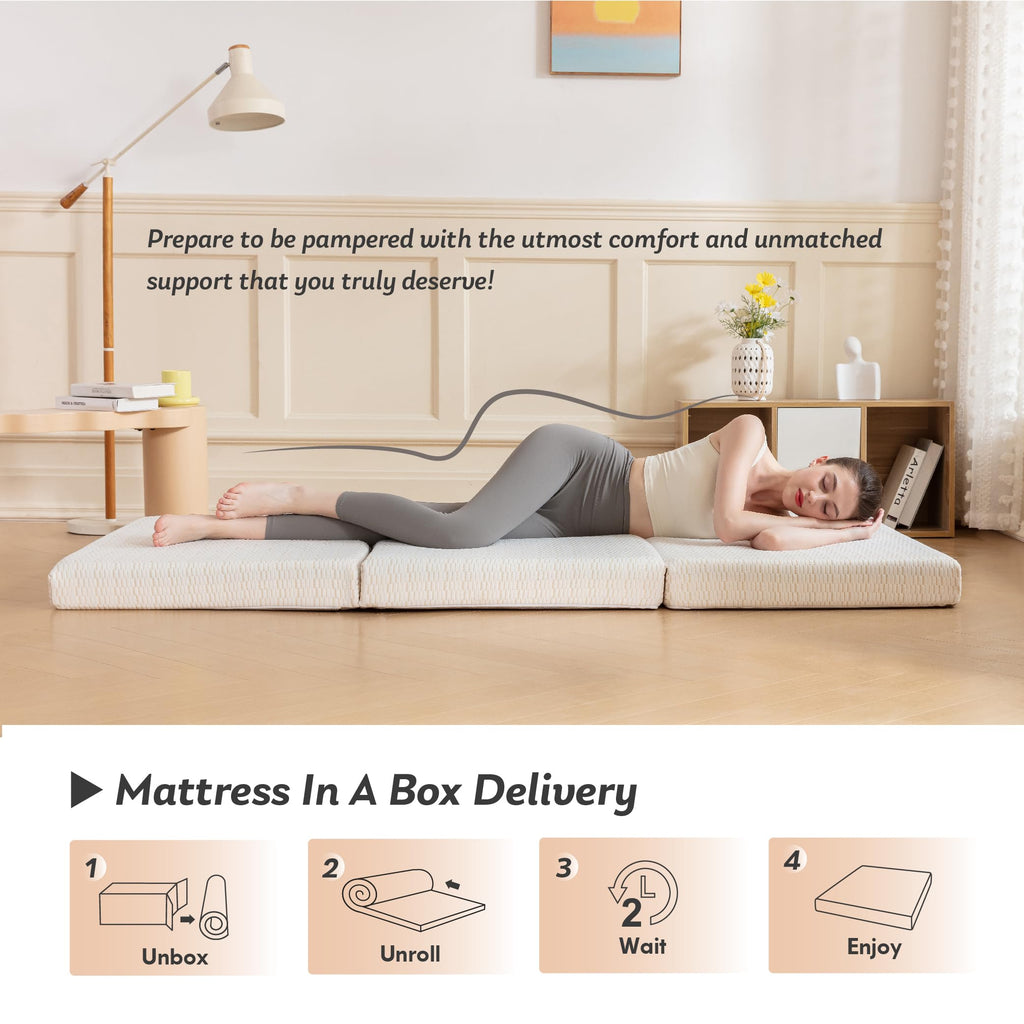 3 Inch Twin Tri Fold Memory Foam Mattress Topper C8953