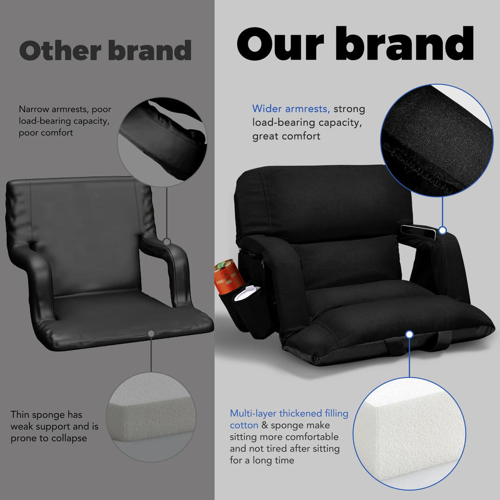 Black Wide Stadium Seats with Back Support N481