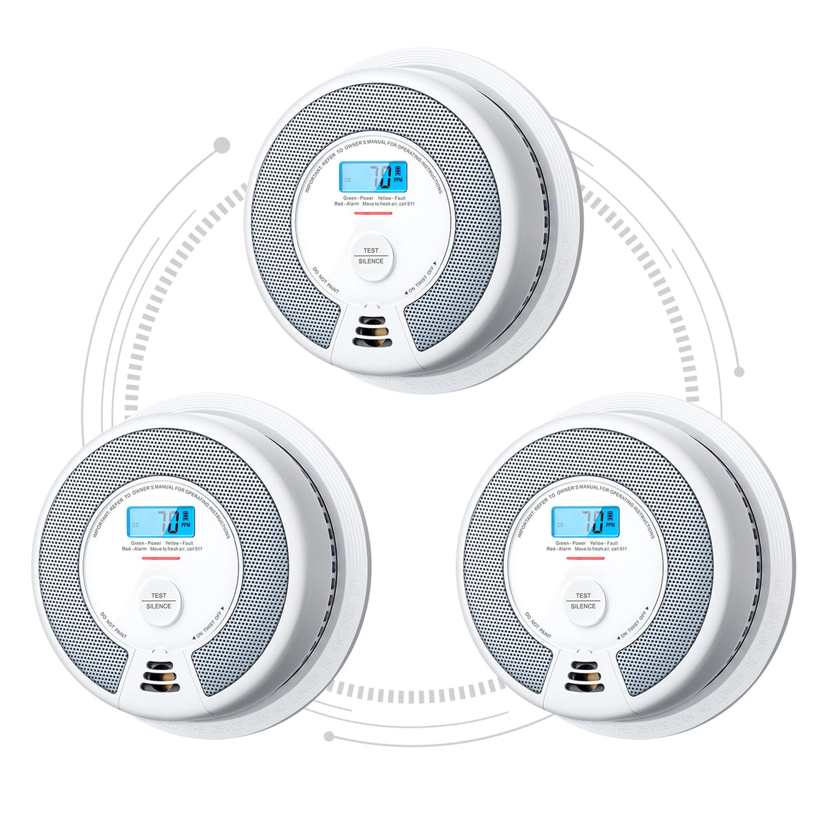 Interconnected Smoke and CO Detector 3-Pack C201401