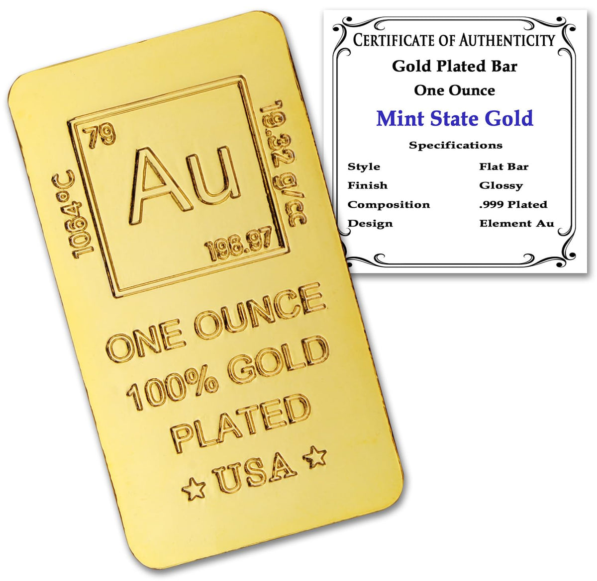 1 oz Gold Plated Bar D851279