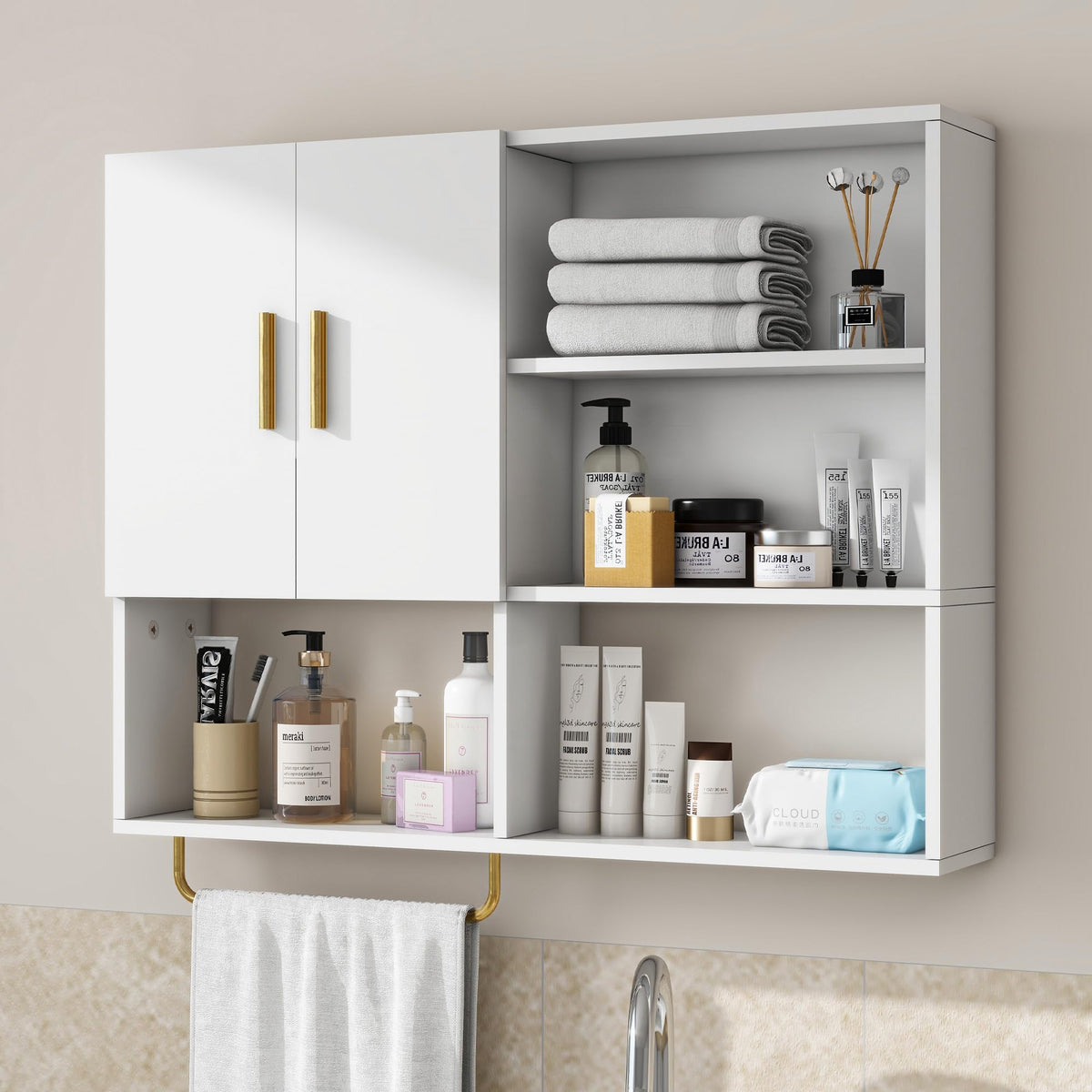 Wood Wall Mounted Bathroom Cabinet Y16321