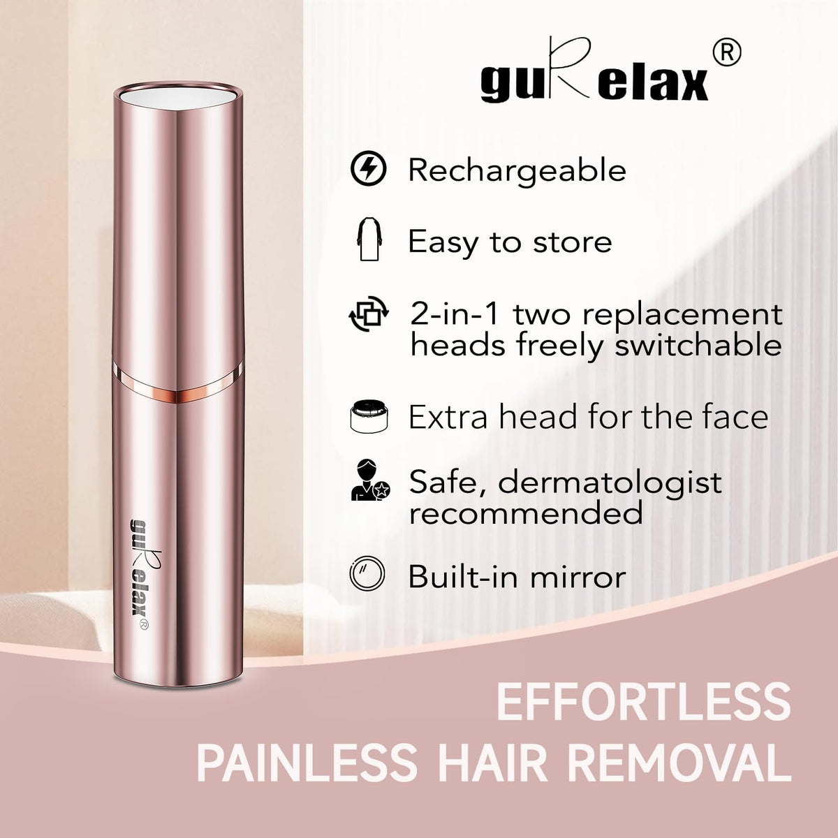 2-in-1 Electric Facial Hair Removal & Eyebrow Shaver with Mirror Light I796