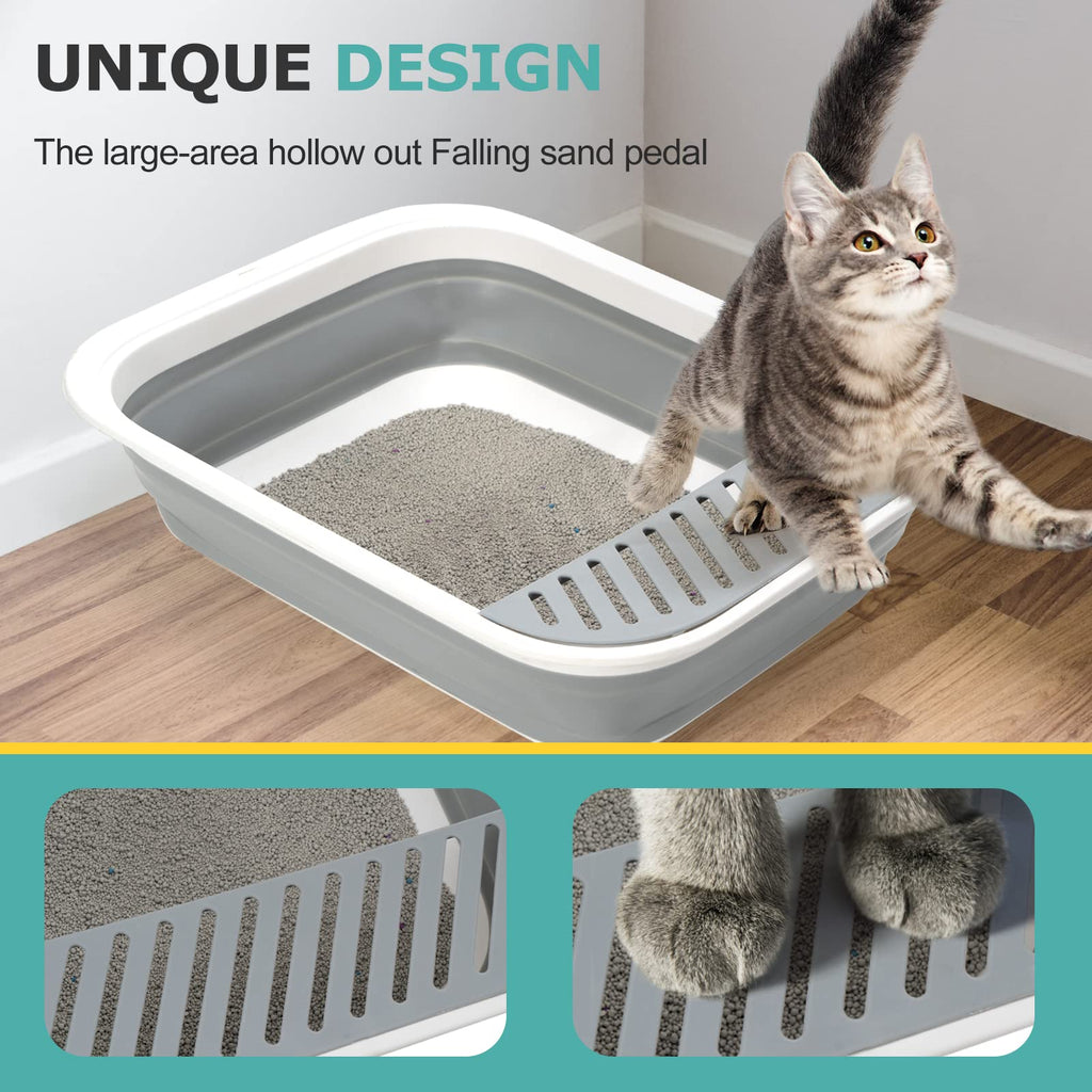 Foldable Height-Adjustable Cat Litter Box with Scoop U116