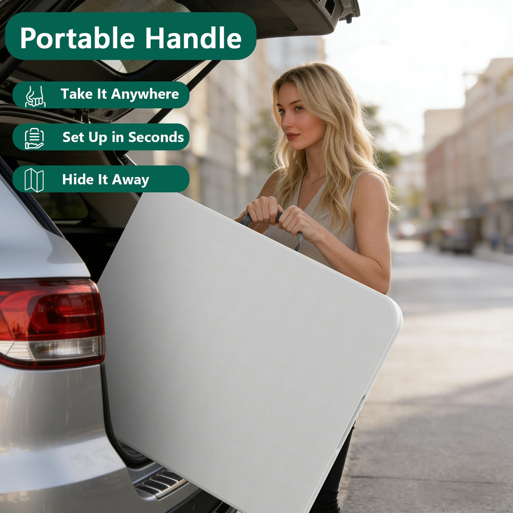 6FT Heavy Duty Plastic Folding Table with Steel Legs White L1243