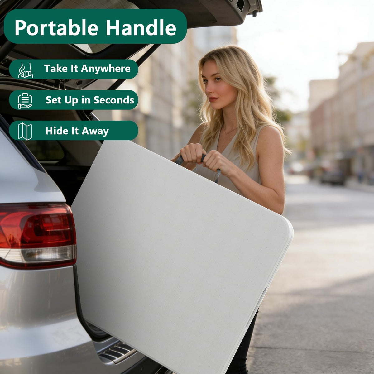 6FT Heavy Duty Plastic Folding Table with Steel Legs White L1243