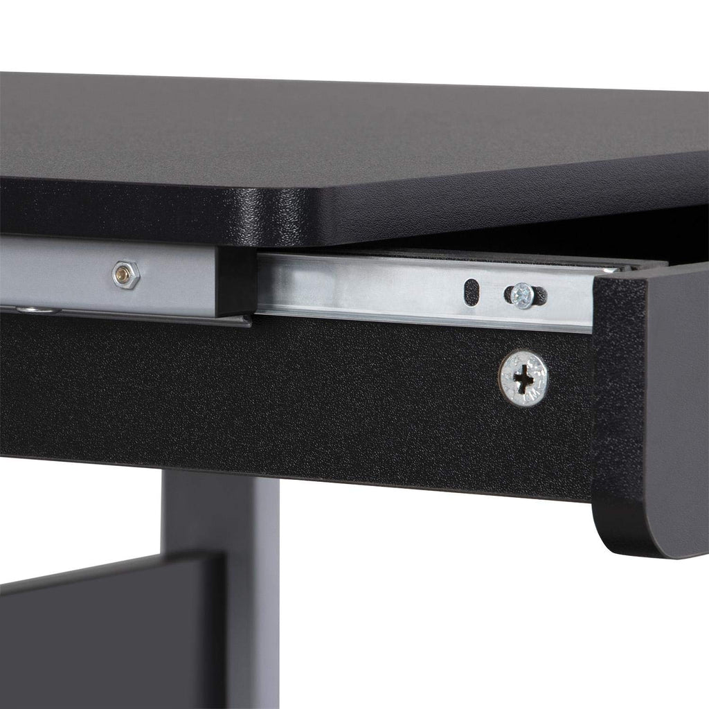 Black Rolling Desk with Drawer and Printer Shelf U86653