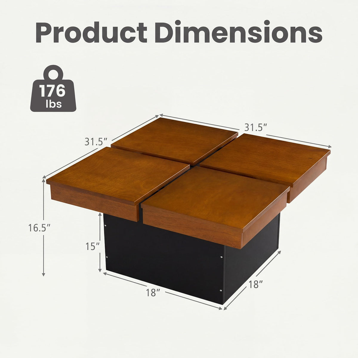 Mid Century Modern Solid Wood Coffee Table J993
