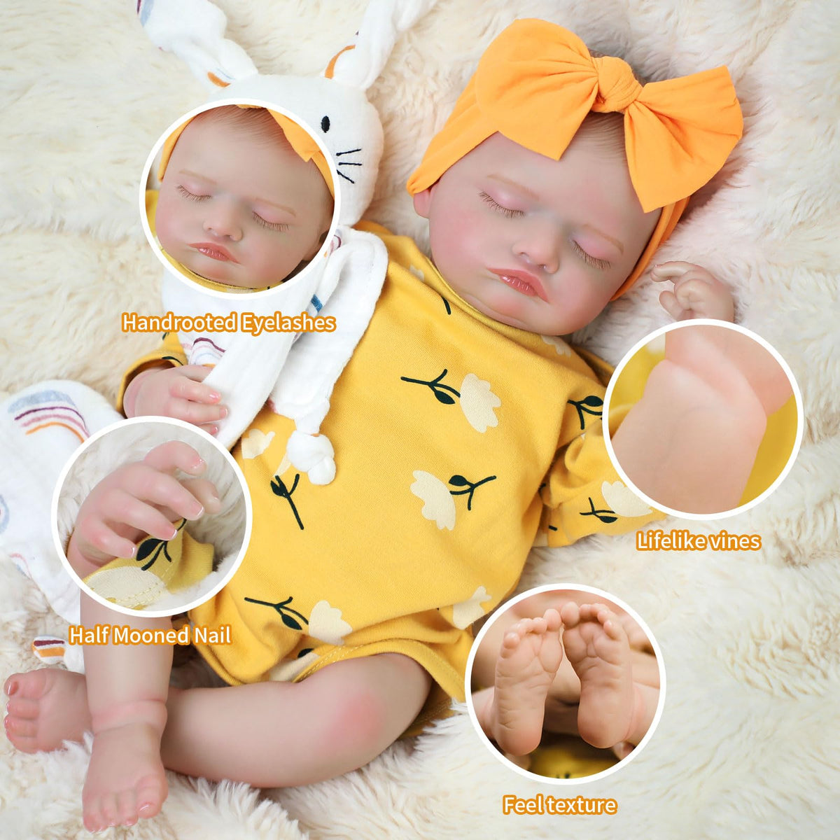 20 Inch Realistic Sleeping Newborn Baby Doll Full Vinyl Body H65532
