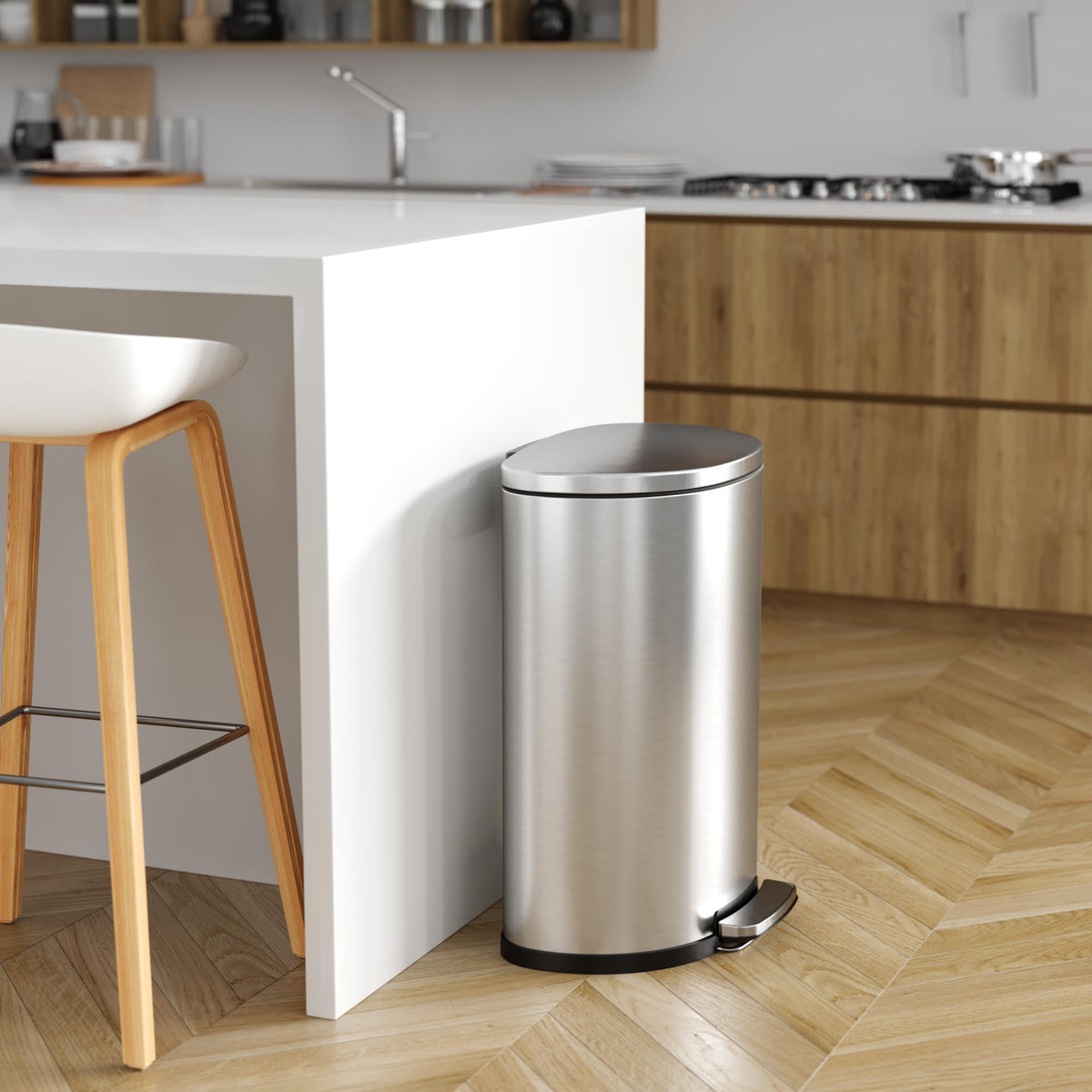 13.2 Gallon Stainless Steel Step Trash Can Y3412