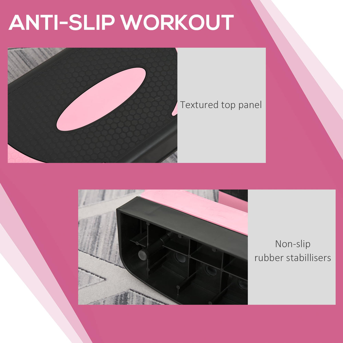 Adjustable Aerobic Stepper 4"-6"-8" Pink H230975