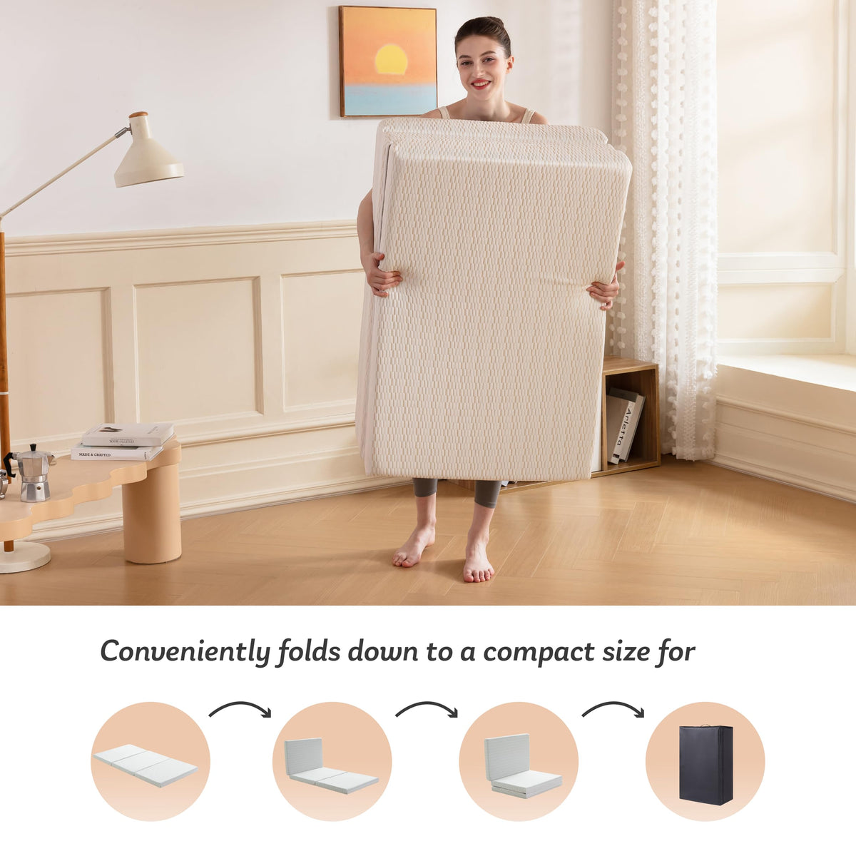 3 Inch Twin Tri Fold Memory Foam Mattress Topper C8953