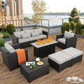 7 Pieces Outdoor Patio Furniture Set with 60000 BTU Propane Fire Pit Table R143487