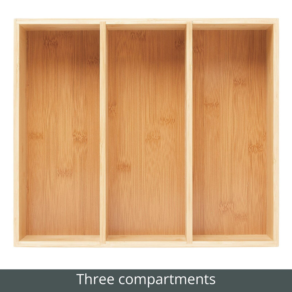 Bamboo 3 Section Stackable Pantry Organizer Bin, 2 Pack P969875