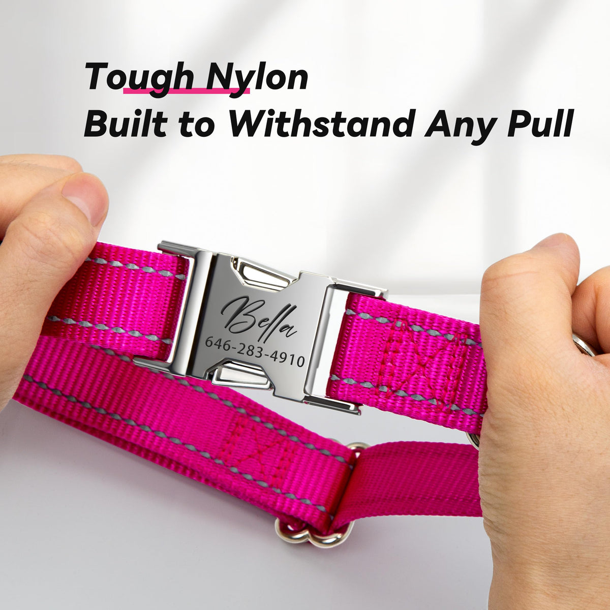Reflective Dog Collar with Engraved ID Tag K731179