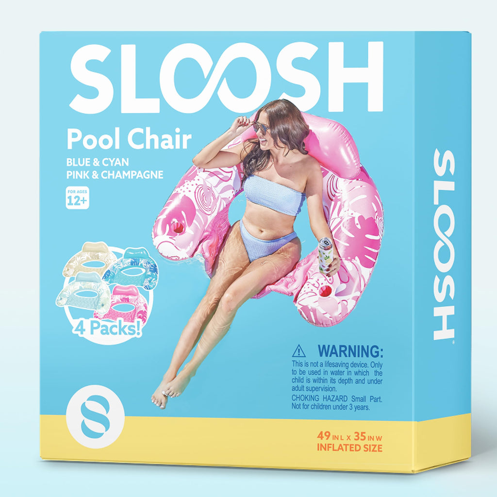 Inflatable Pool Chairs with Cup Holders, 4 Pack A231