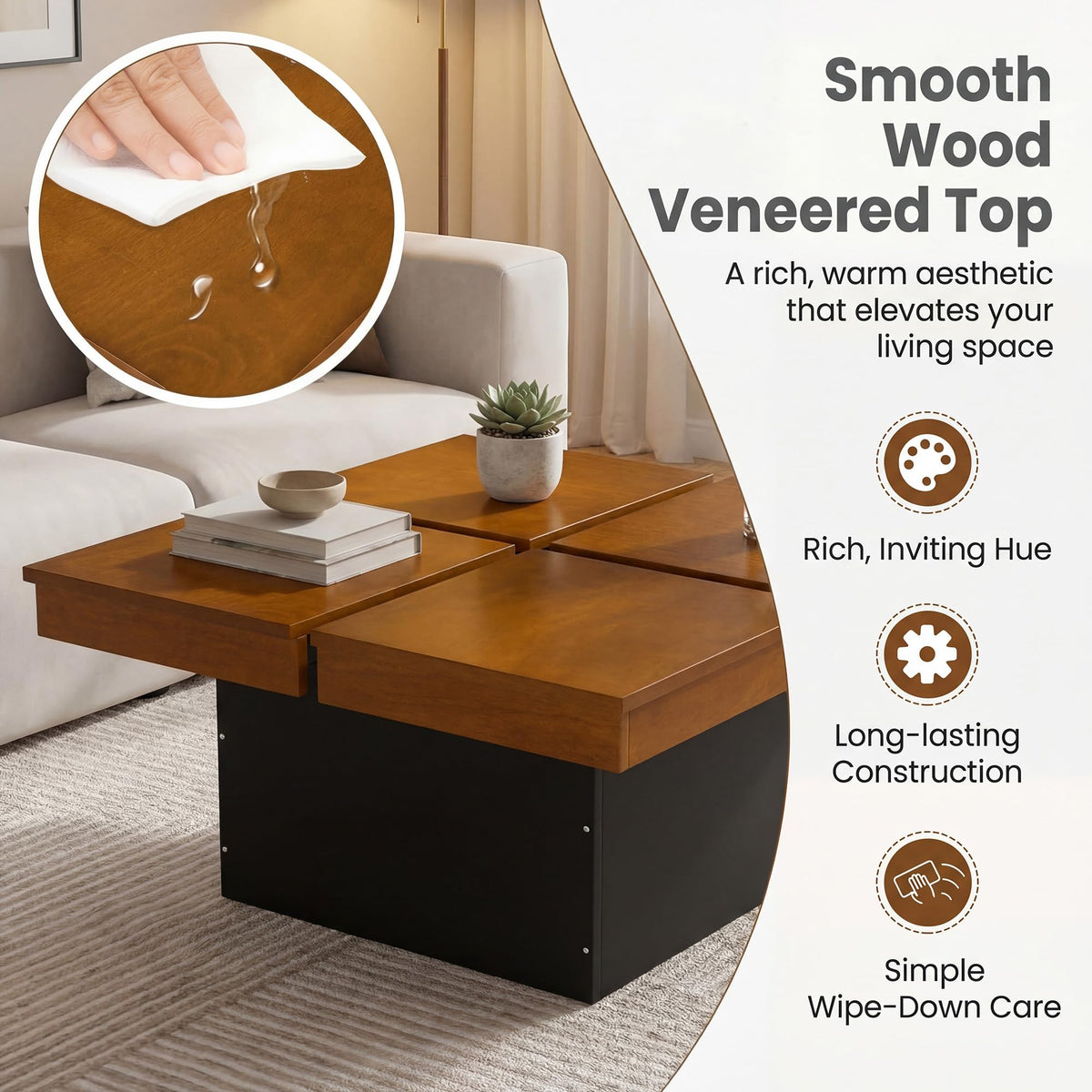 Mid Century Modern Solid Wood Coffee Table J993