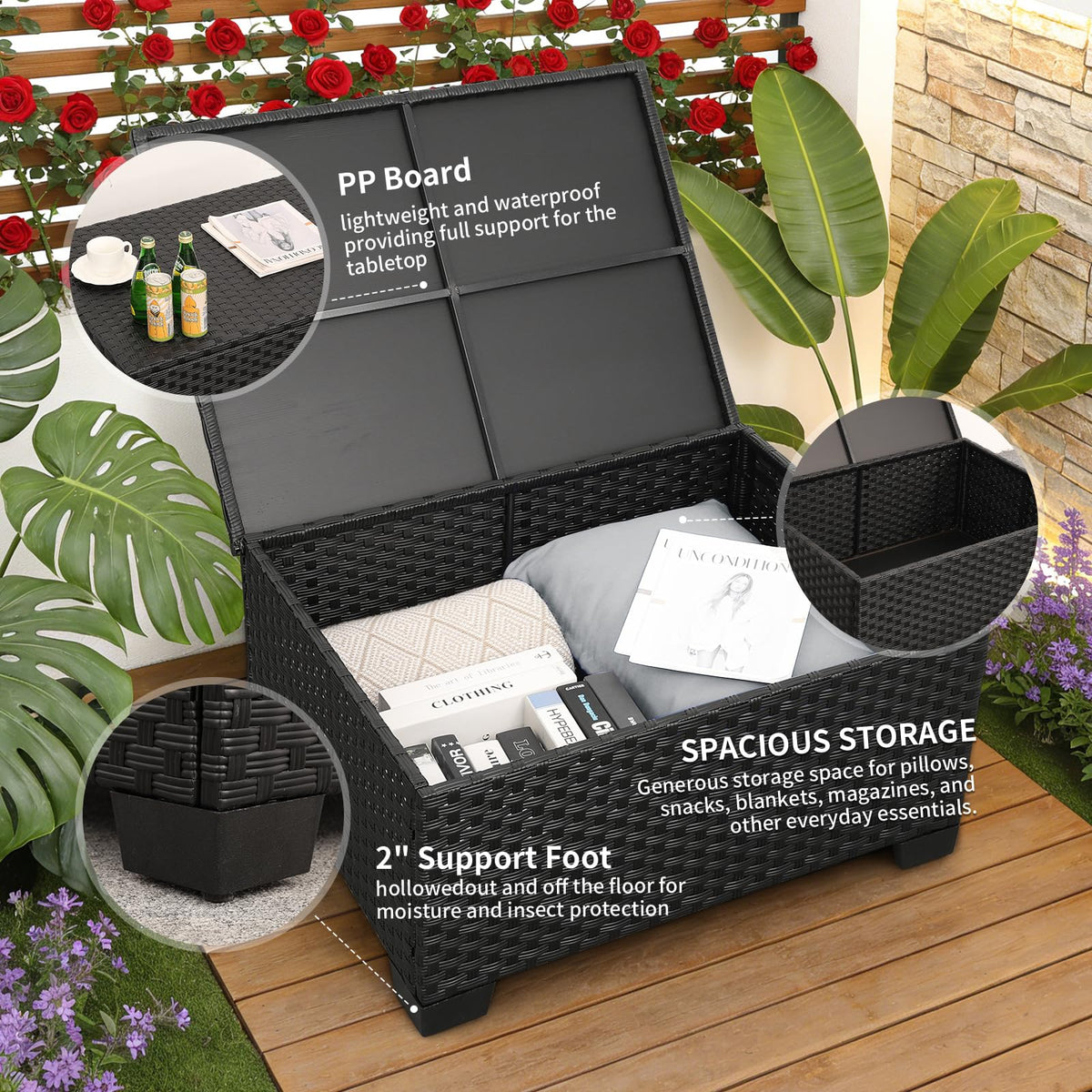 7 Pieces Outdoor Patio Furniture Set with 60000 BTU Propane Fire Pit Table R143487