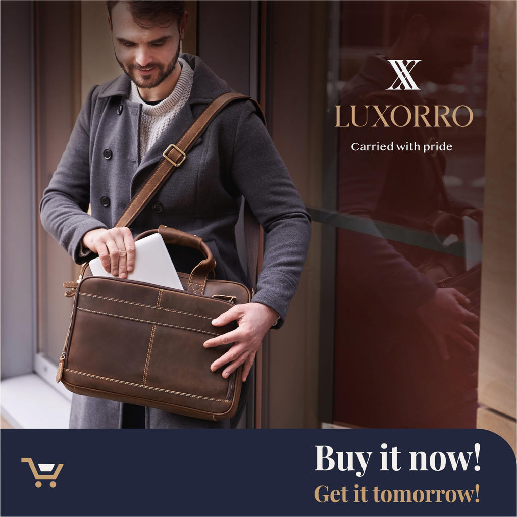Full-Grain Leather Laptop Briefcase R5308