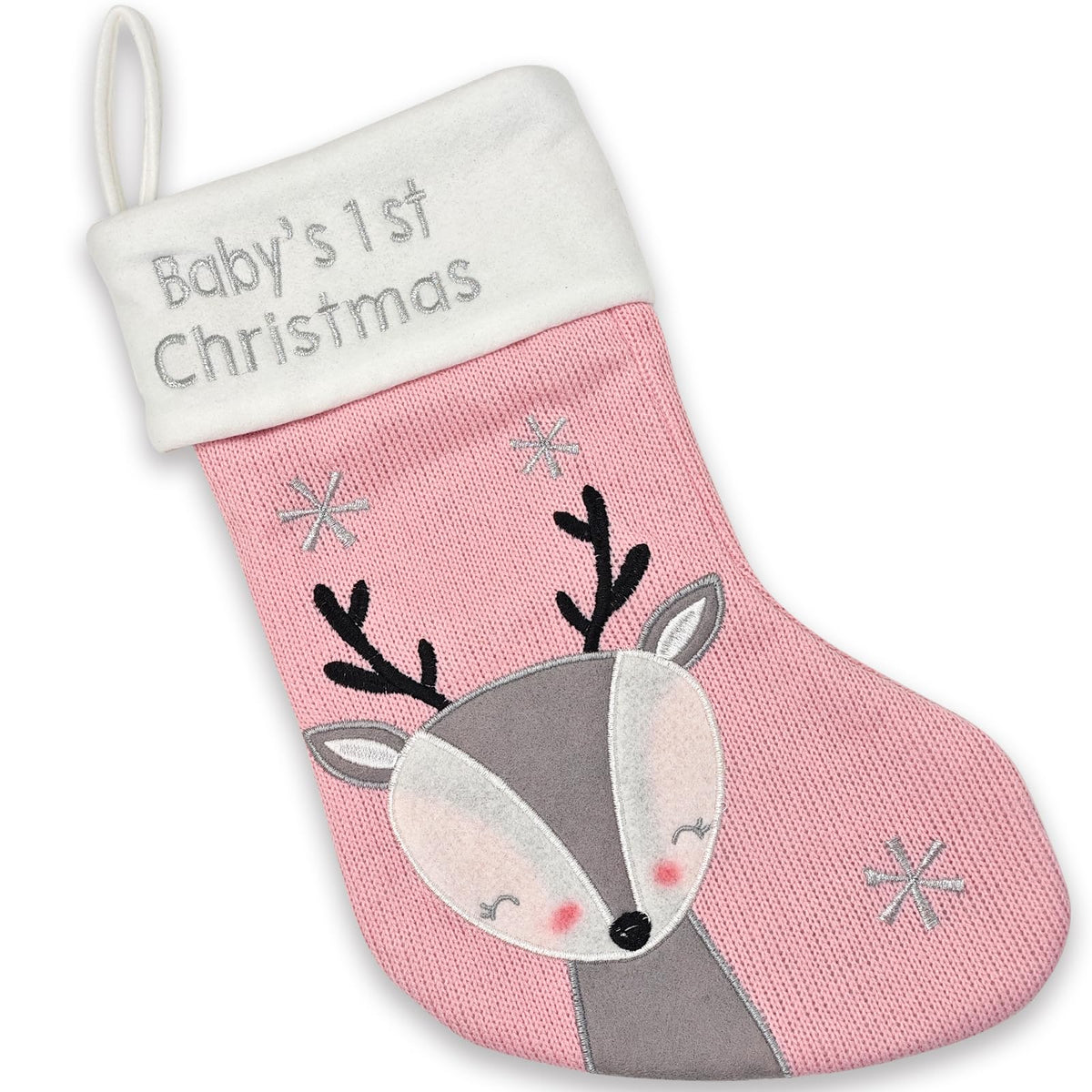 Pink Grey Christmas Stocking H3104