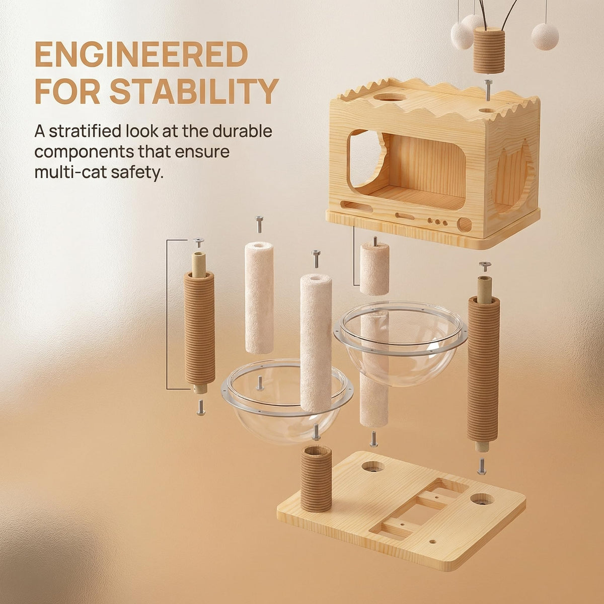 67" Cat Tree Tower with Clear Space Capsule D25966