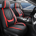 Nappa Leather Car Seat Covers Full Set 5-Seats Black Red U4460