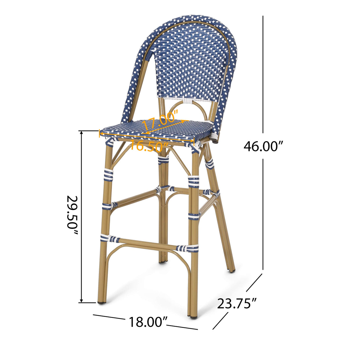Teal Blue Wicker Rattan Bar Stools Set of 2 Aluminum Frame K82071