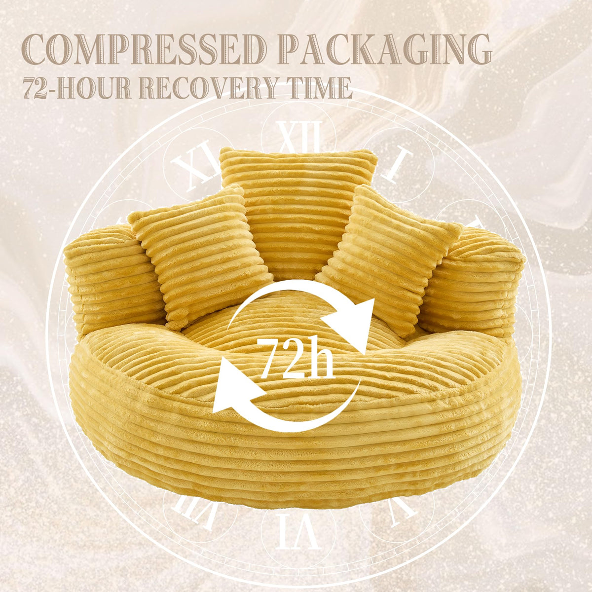 Oversized Mustard Yellow Bean Bag Chair X14069