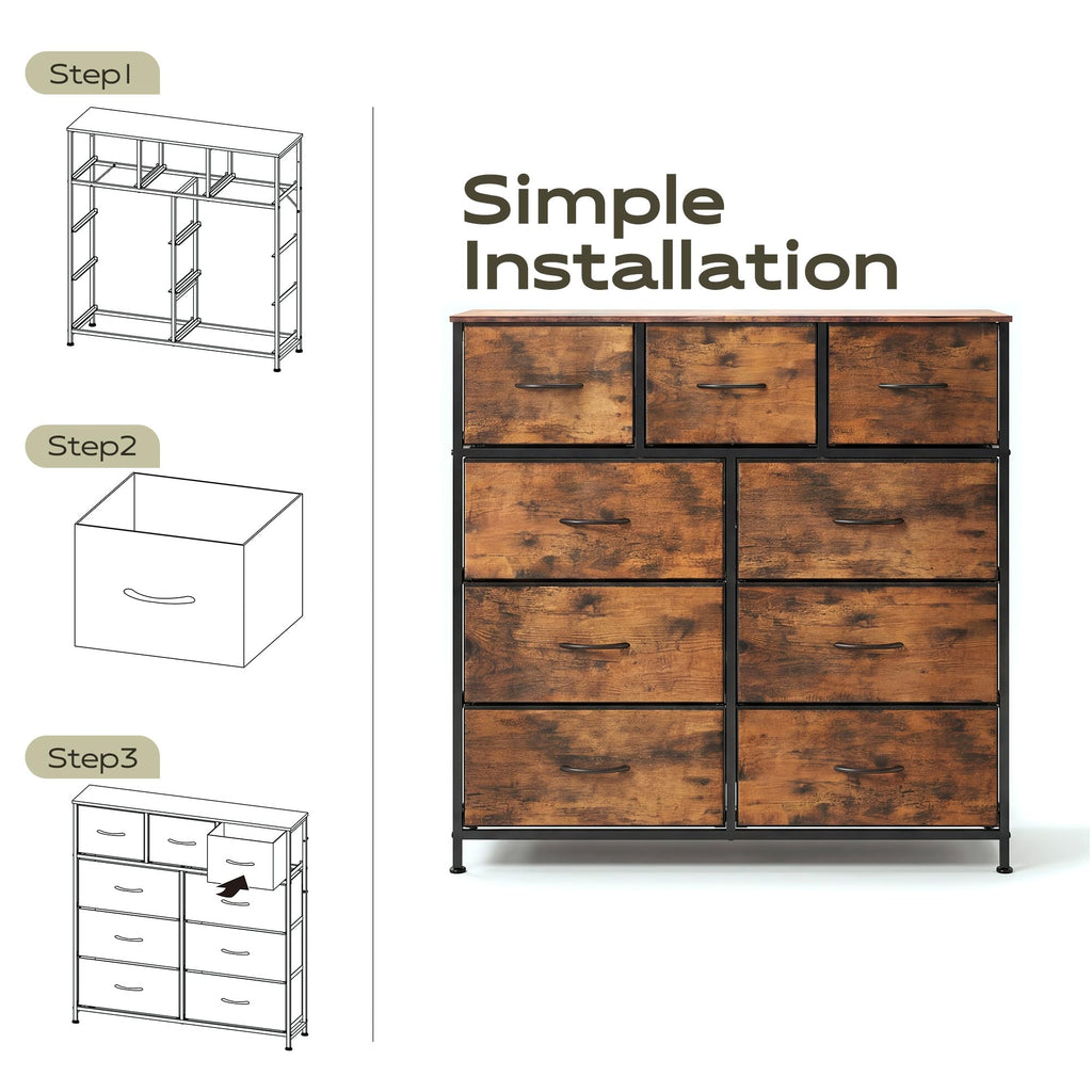 9 Drawer Rustic Brown Dresser H266349