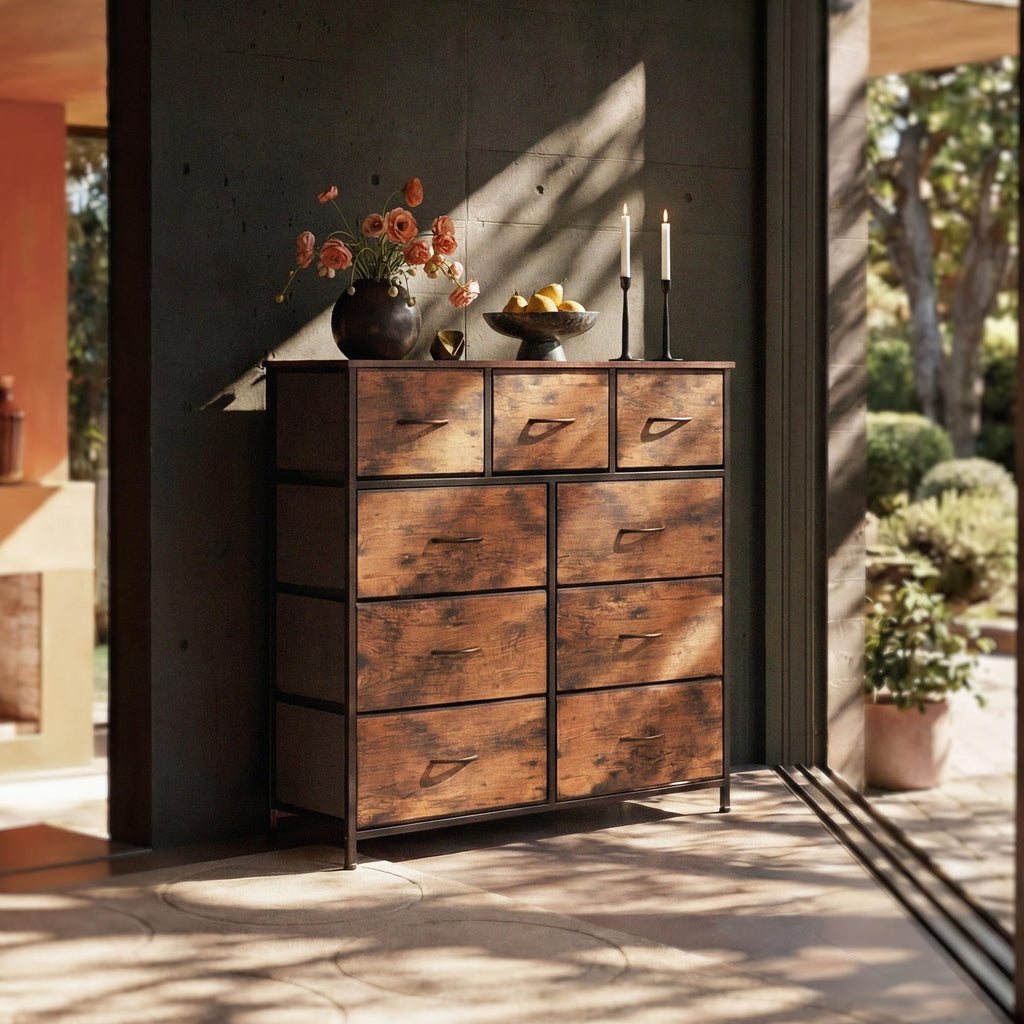 9 Drawer Rustic Brown Dresser H266349