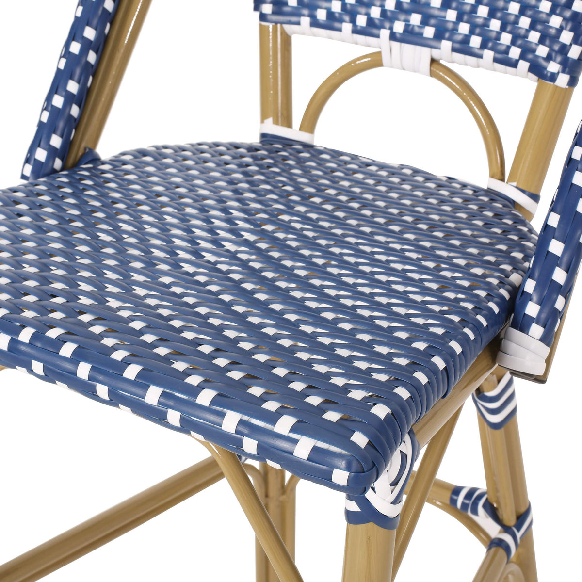 Teal Blue Wicker Rattan Bar Stools Set of 2 Aluminum Frame K82071