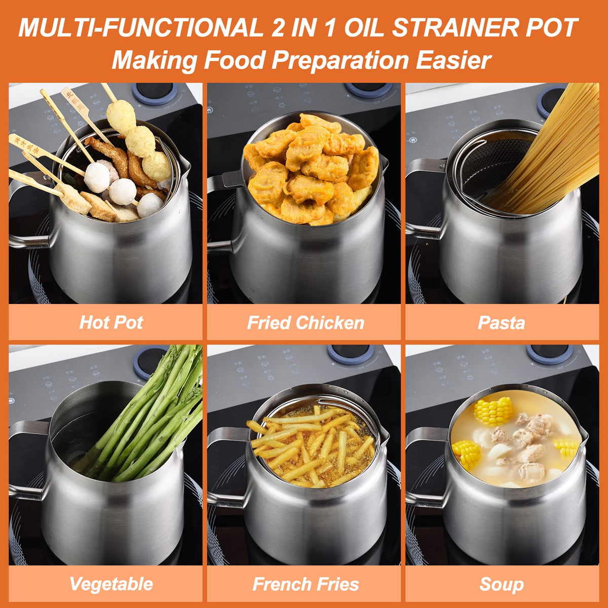 304 Stainless Steel Deep Fryer with Basket D50289