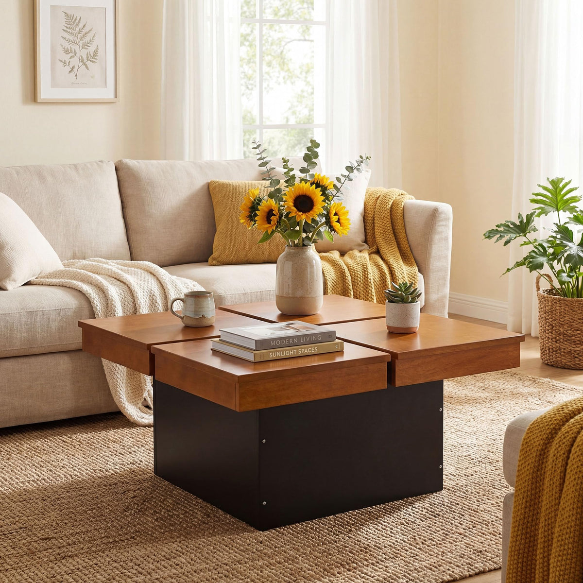 Mid Century Modern Solid Wood Coffee Table J993