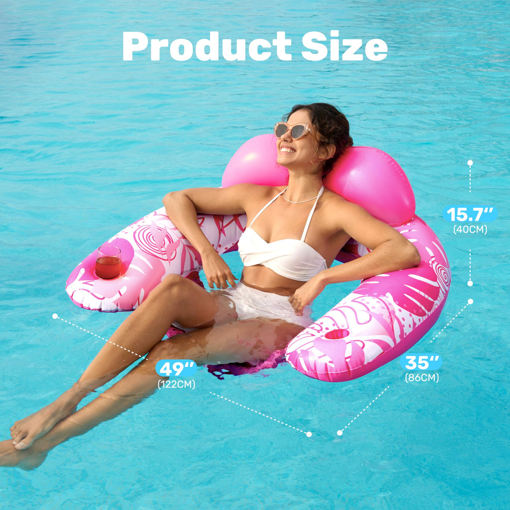 Inflatable Pool Chairs with Cup Holders, 4 Pack A231