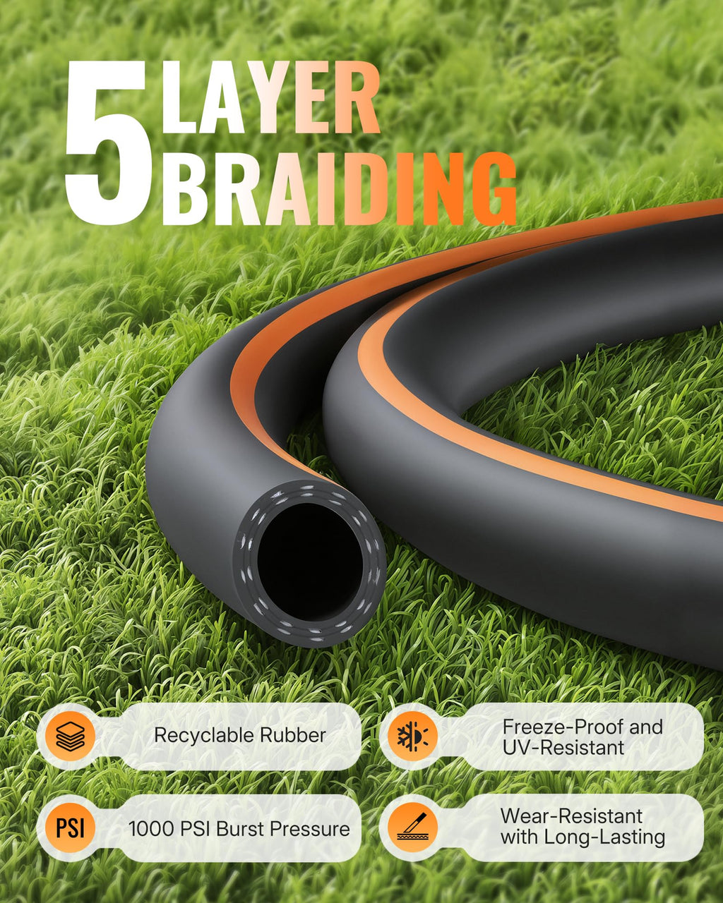 Heavy Duty Rubber Garden Hose 50FT x 3/4" X142