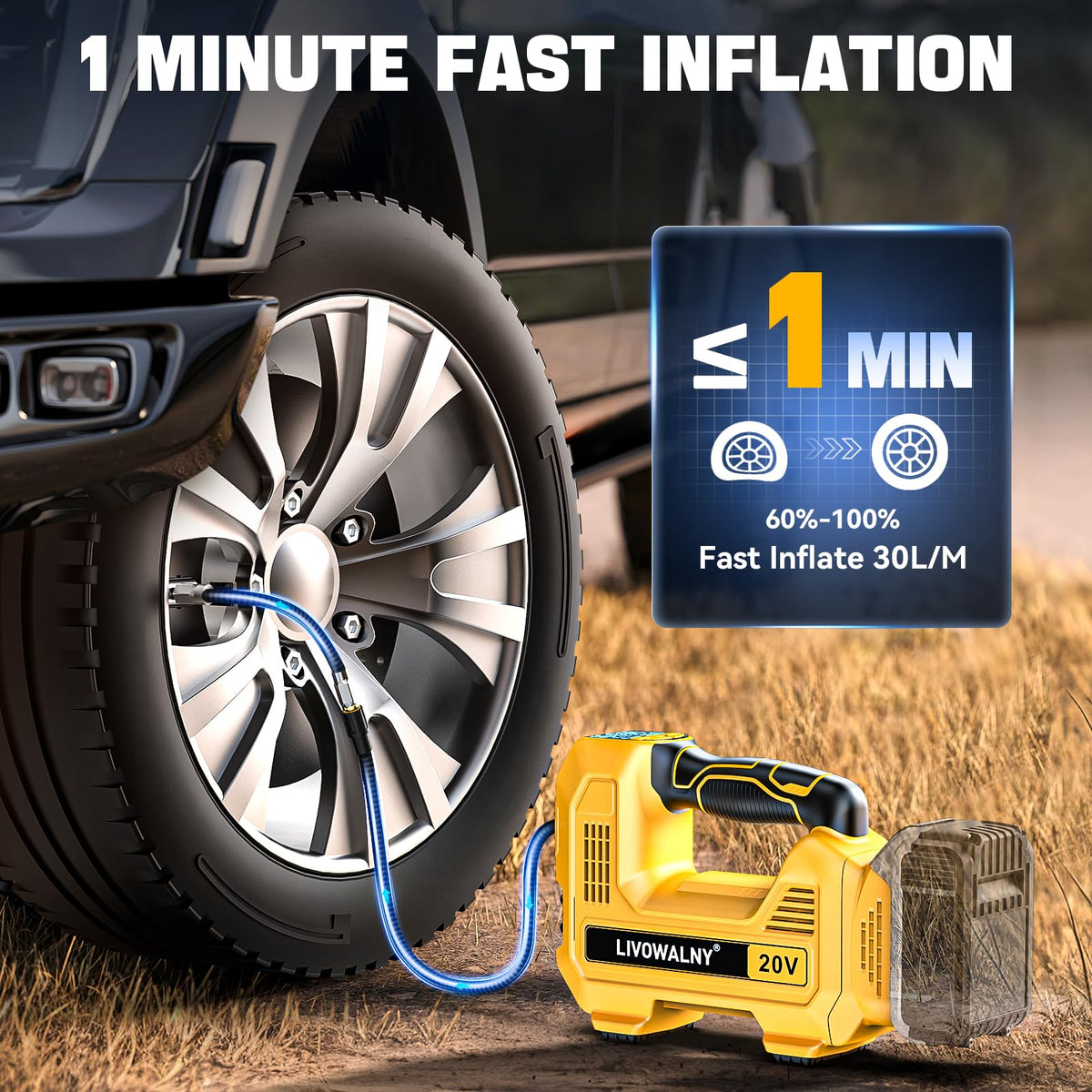 160PSI Cordless Tire Inflator Air Compressor Portable Handheld Air Pump with Digital Pressure Gauge C810