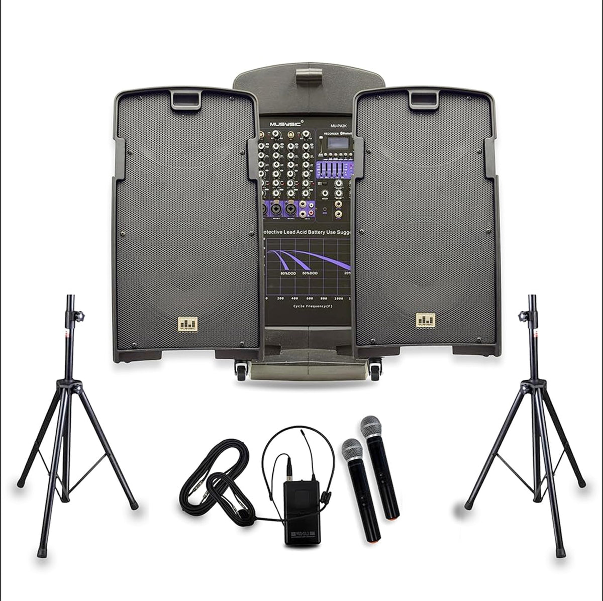 2000W PA Speaker System with Wireless Microphone O815