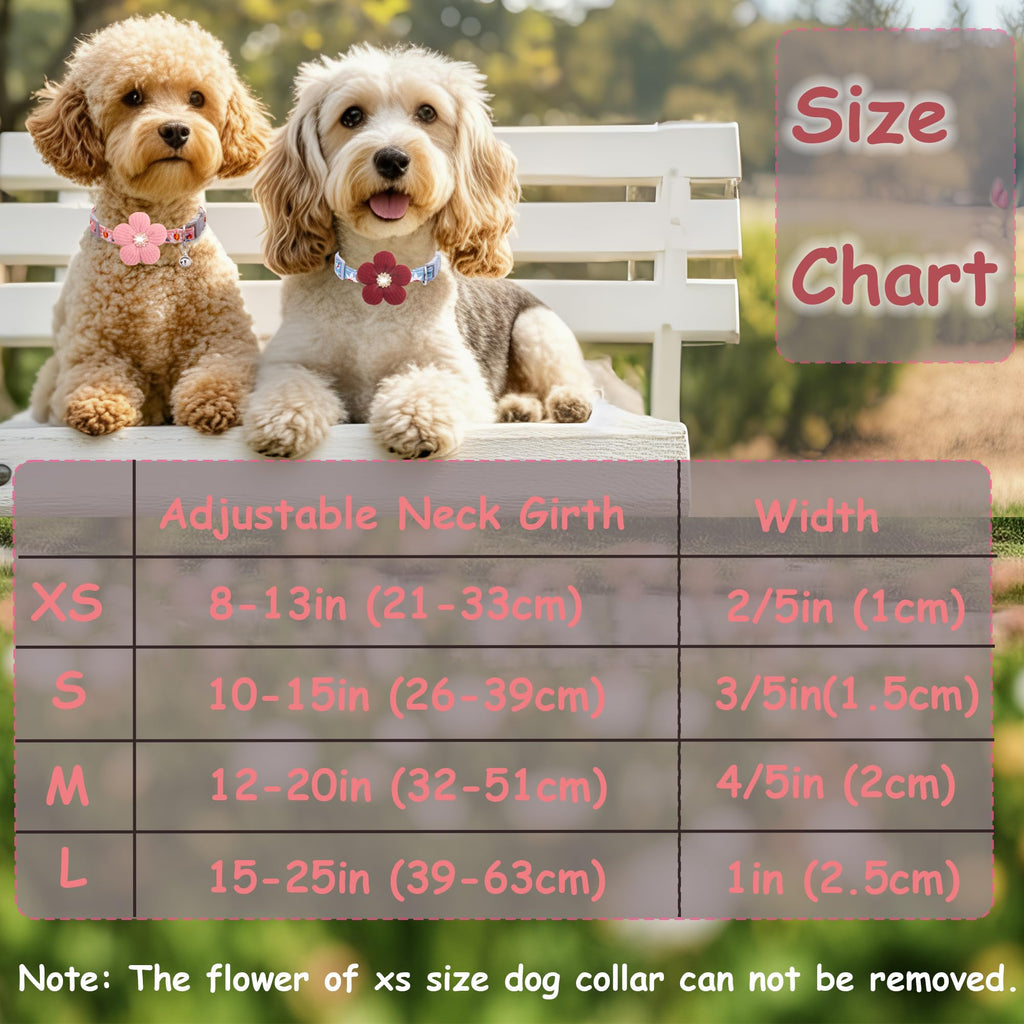 Small Dog Collar with Flower and Bell R405